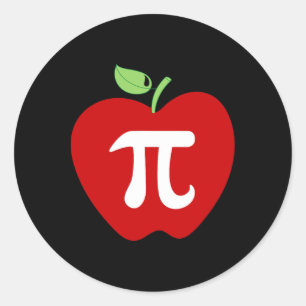 Sticker Rond Apple Pi Pomme Pie Alimentation Amoureux Math Ense