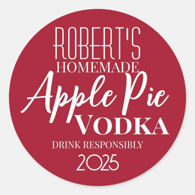 Sticker Rond Apple Pie Vodka Personnalisé (Devant)