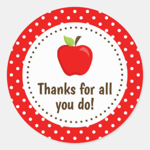 Sticker Rond Appréciation de l'enseignant de Merci Apple Spots 