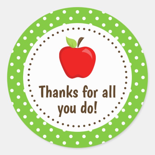 Sticker Rond Appréciation de l'enseignant de Merci Apple Spots  (Devant)