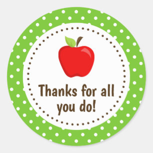 Sticker Rond Appréciation de l'enseignant de Merci Apple Spots 