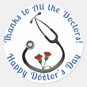 Sticker Rond Appréciation Docteur Day Stethoscope