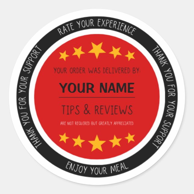 Sticker Rond Appréciation du client pour le moteur de livraison (Devant)
