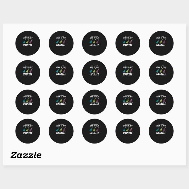 Sticker Rond Apprendre à jouer Ukulele (Feuille)