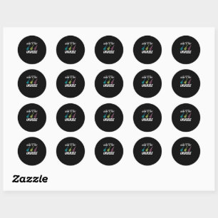 Sticker Rond Apprendre à jouer Ukulele