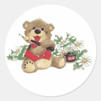 Sticker Rond Apprenez-Moi À Écrire Bear transparent