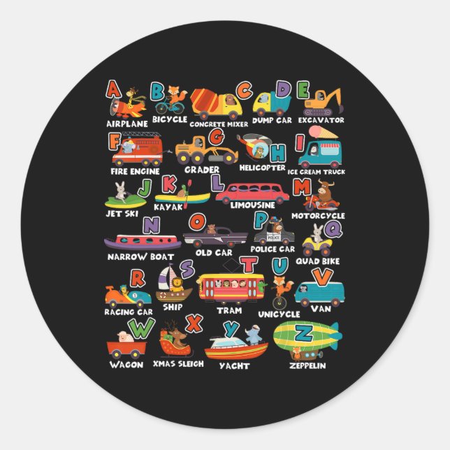 Sticker Rond Apprentissage Transport Lettre animal Abcs Enseign (Devant)