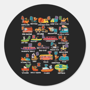Sticker Rond Apprentissage Transport Lettre animal Abcs Enseign