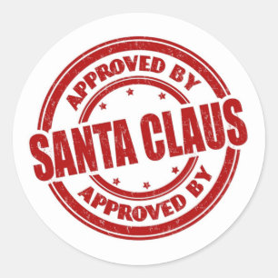 Sticker Rond Approuvé Par Le Sceau De Marque Rouge Du Père Noël