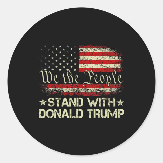 Sticker Rond Appuyer Donald Trump Pro Trump American (Devant)
