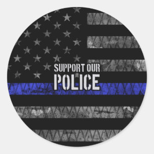 Sticker Rond Appuyer notre drapeau en détresse de la police