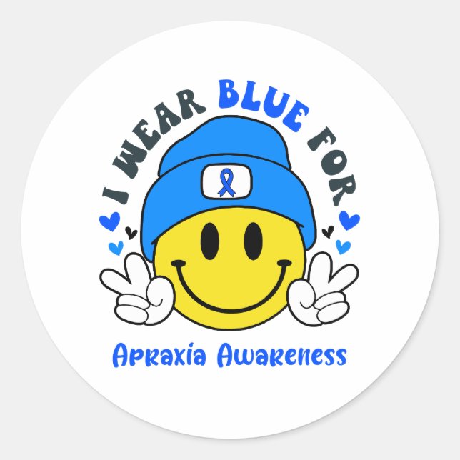 Sticker Rond Apraxia Sensibilisation Ribbon Support Cadeaux (Devant)