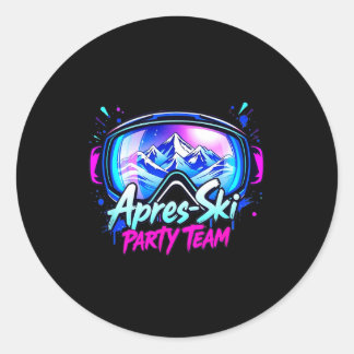 Sticker Rond Apres ski party - snowy mountain nightlife Apres s