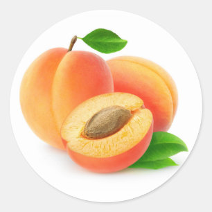 Sticker Rond Apricots frais avec feuille