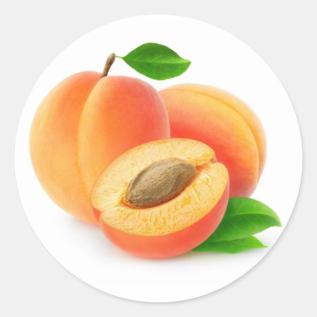 Sticker Rond Apricots frais avec feuille (Devant)