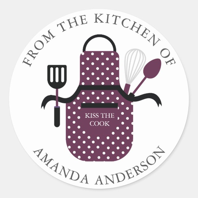 Sticker Rond Apron Kiss the Cook from the Kitchen of (Devant)