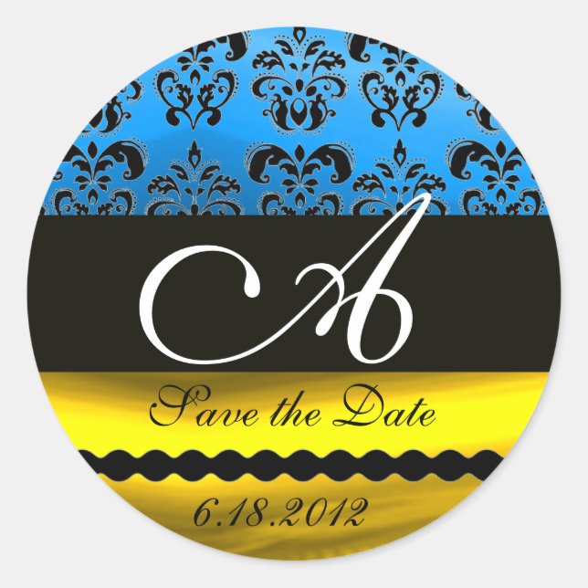 STICKER ROND AQUA BLUE OR NOIR BLACÉ BLACK DOMMASK MONOGRAM (Devant)