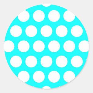 Sticker Rond Aqua et Pois blancs