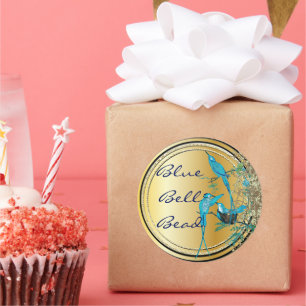 Sticker Rond Aqua Hummingbird Swirl