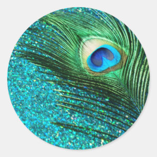 Sticker Rond Aqua Peacock unique