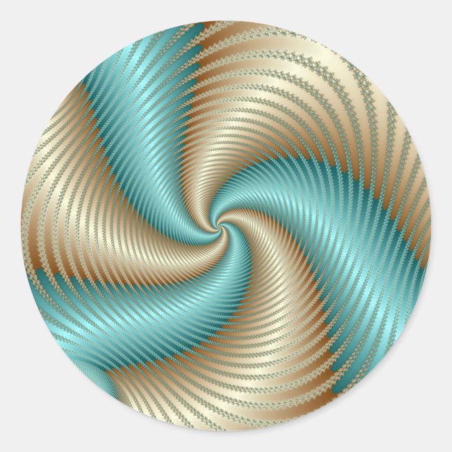 Sticker Rond Aqua Satin - Fractal (Devant)