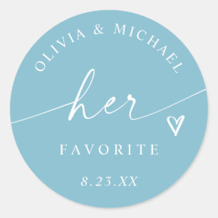 Sticker Rond Aqua Turquoise Son Script De Mariage Préféré