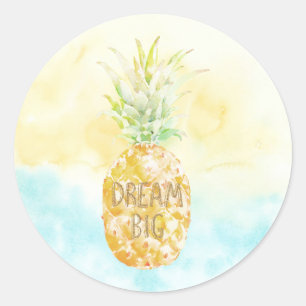 Sticker Rond Aqua Yellow Pineappé Gold Dream