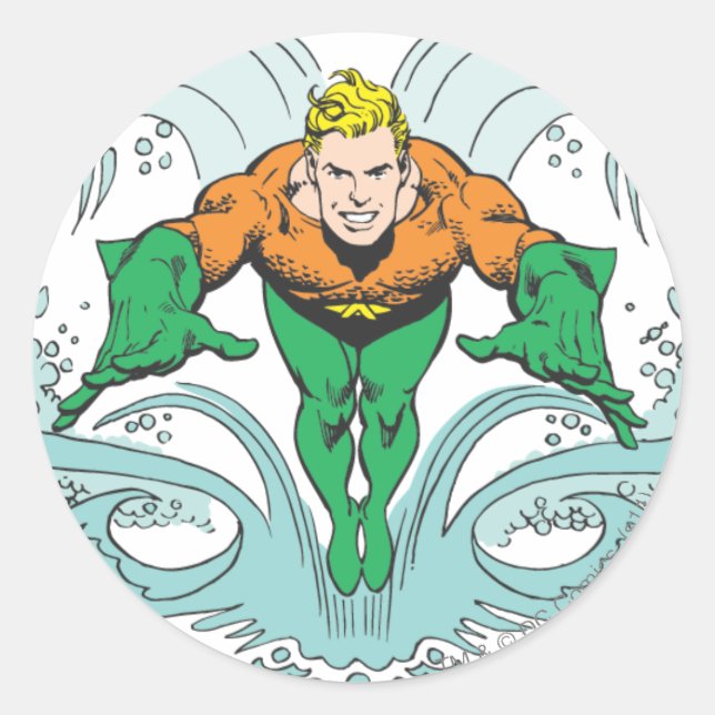 Sticker Rond Aquaman Déjeuner en avant (Devant)