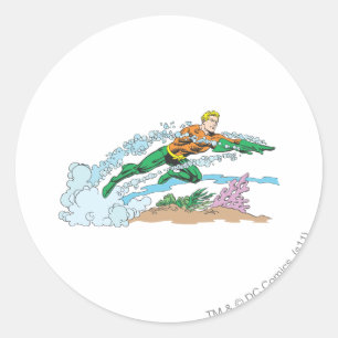 Sticker Rond Aquaman saute sur Coral