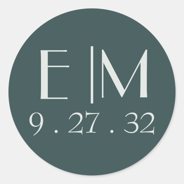 Sticker Rond Aquarelle Abstraite moderne Moss Vert Sage Initial (Devant)