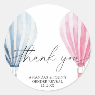 Sticker Rond Aquarelle Air Balloons Merci sexe révéler