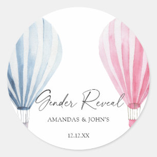 Sticker Rond Aquarelle Air Balloons Révélation de genre