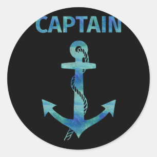 Sticker Rond Aquarelle Ancre nautique Capitaine Voilier