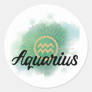 Sticker Rond Aquarelle Aquarius
