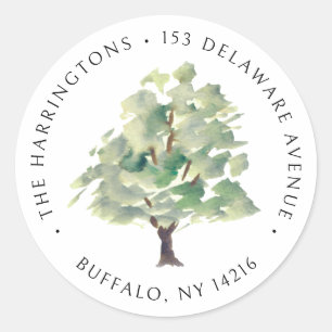 Sticker Rond Aquarelle Arboriste Vert Illustré À La Main