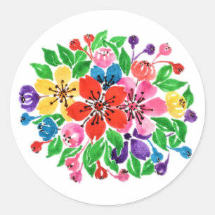Sticker Rond Aquarelle Arc-en-ciel