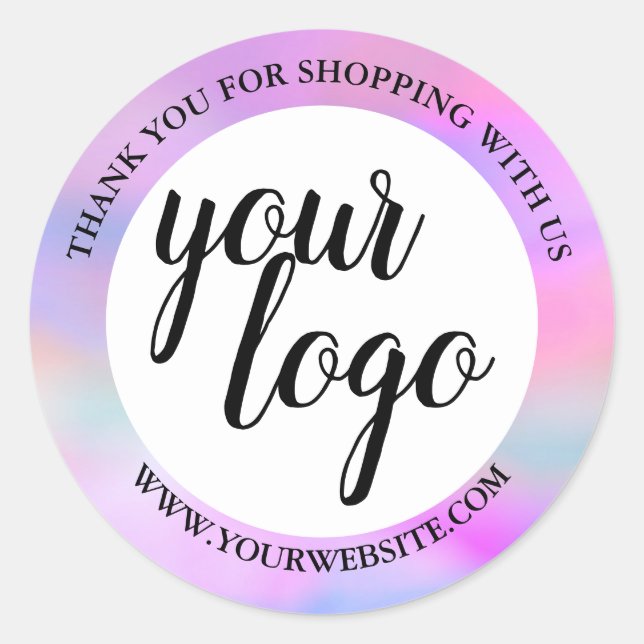 Sticker Rond Aquarelle arc-en-ciel logo personnalisé nom merci (Devant)