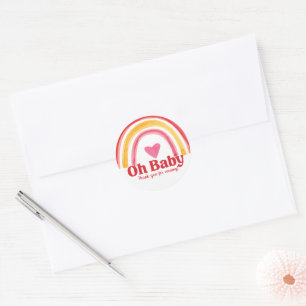 Sticker Rond Aquarelle Baby shower arc-en-ciel Merci