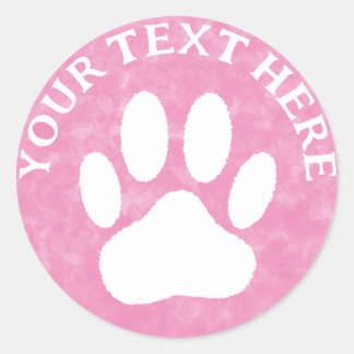 Sticker Rond Aquarelle blanche couleur rose du texte personnali