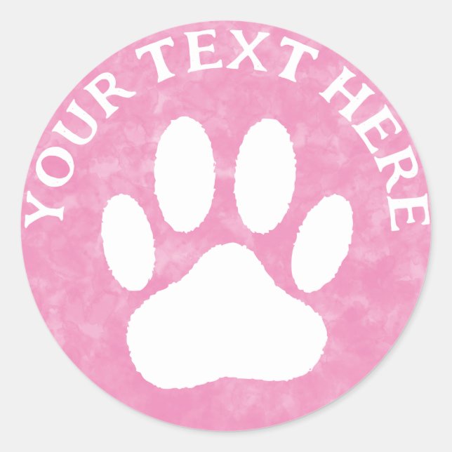 Sticker Rond Aquarelle blanche couleur rose du texte personnali (Devant)