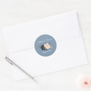 Sticker Rond Aquarelle bleu bleu rose rose Mariage