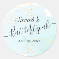 Aquarelle bleu x Bat mitzvah or
