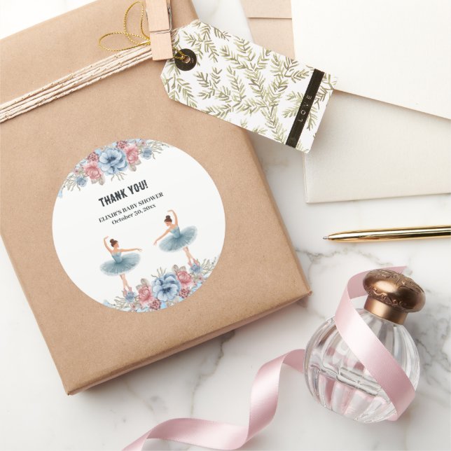 Sticker Rond Aquarelle bleue mignonne Baby shower de Ballerina  (Cadeaux)