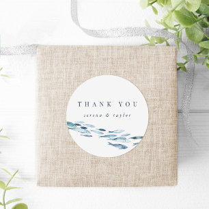 Sticker Rond Aquarelle bleue Poisson Mariage Faveur