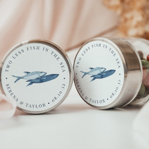 Sticker Rond Aquarelle bleue Poisson Mariage Faveur