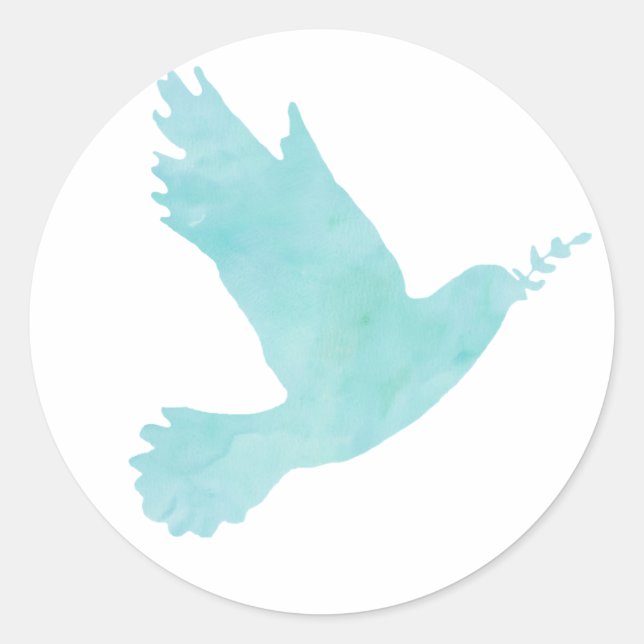 Sticker Rond Aquarelle Blue Dove (Devant)