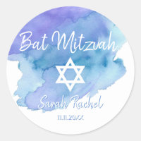 Aquarelle Blue Star de David Bat Bar Mitzvah