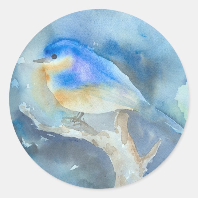 Sticker Rond Aquarelle Bluebird (Devant)