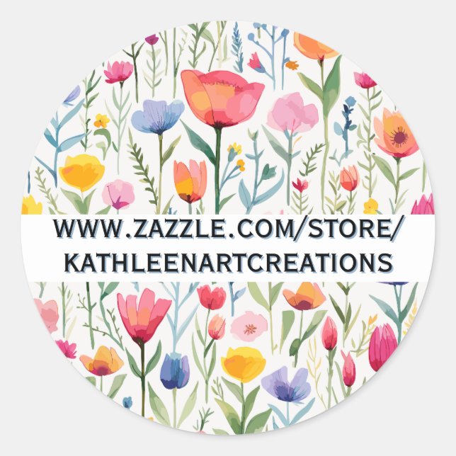 Sticker Rond Aquarelle Blush Botanical Floral (Devant)