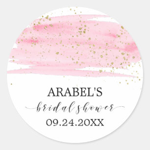 Sticker Rond Aquarelle Blush Gold Fête des mariées Favoriser St